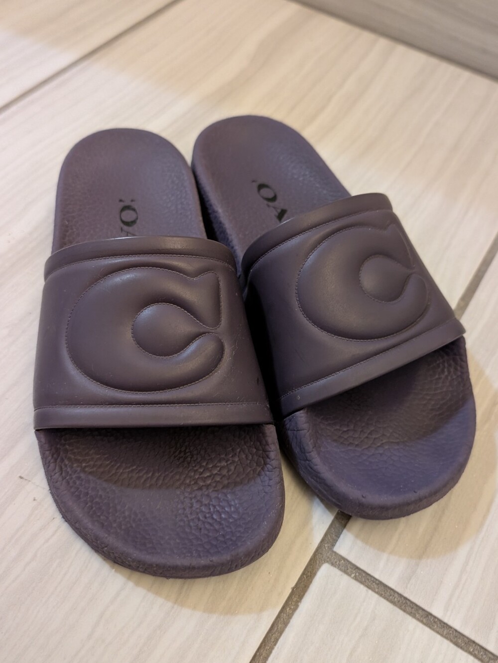 Coach Ulla Slides Women Size 5 Purple Beach Casual Outdoor Slip On Sandals Logo